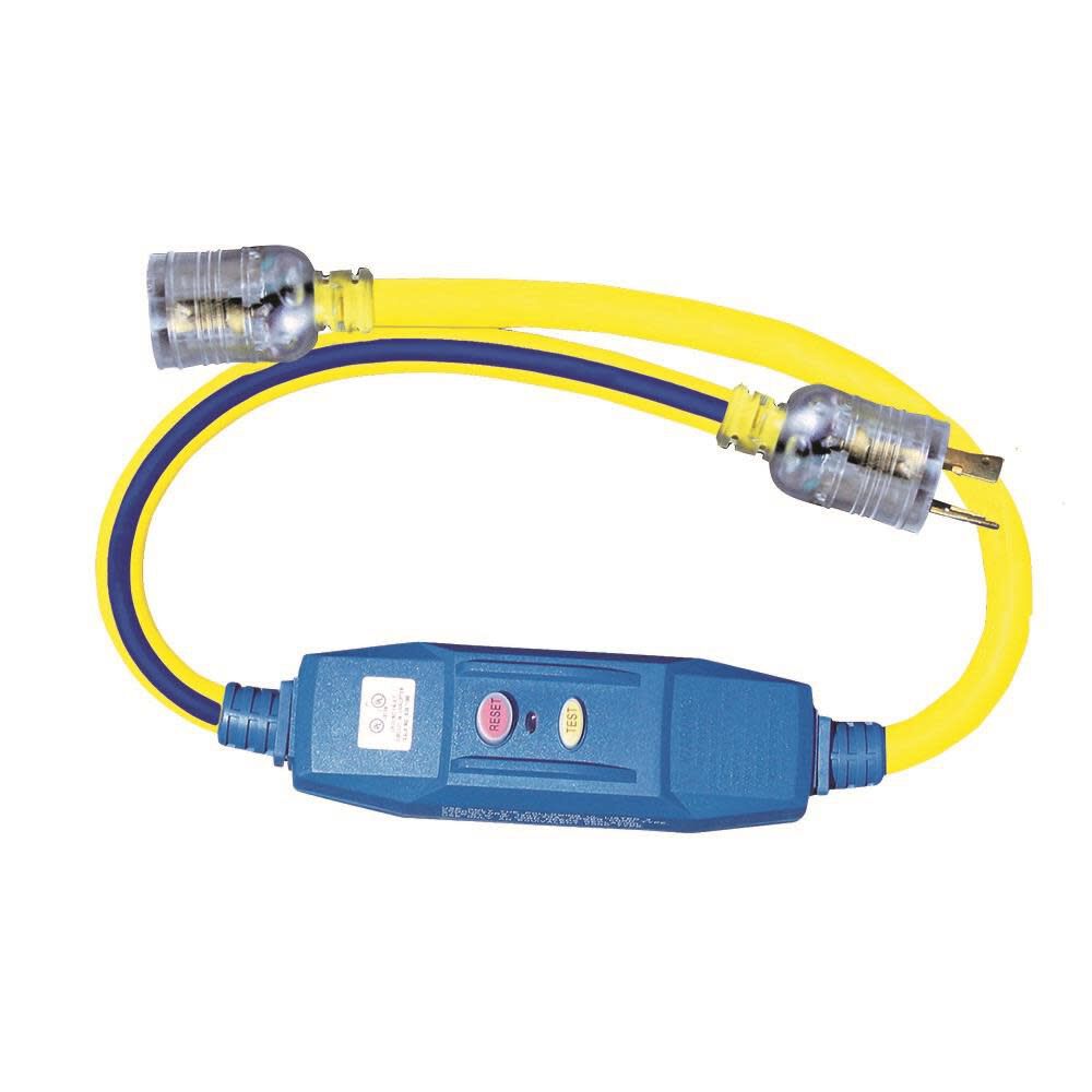 Voltec 3 Ft. 12/3 STW Yellow In-Line GFCI