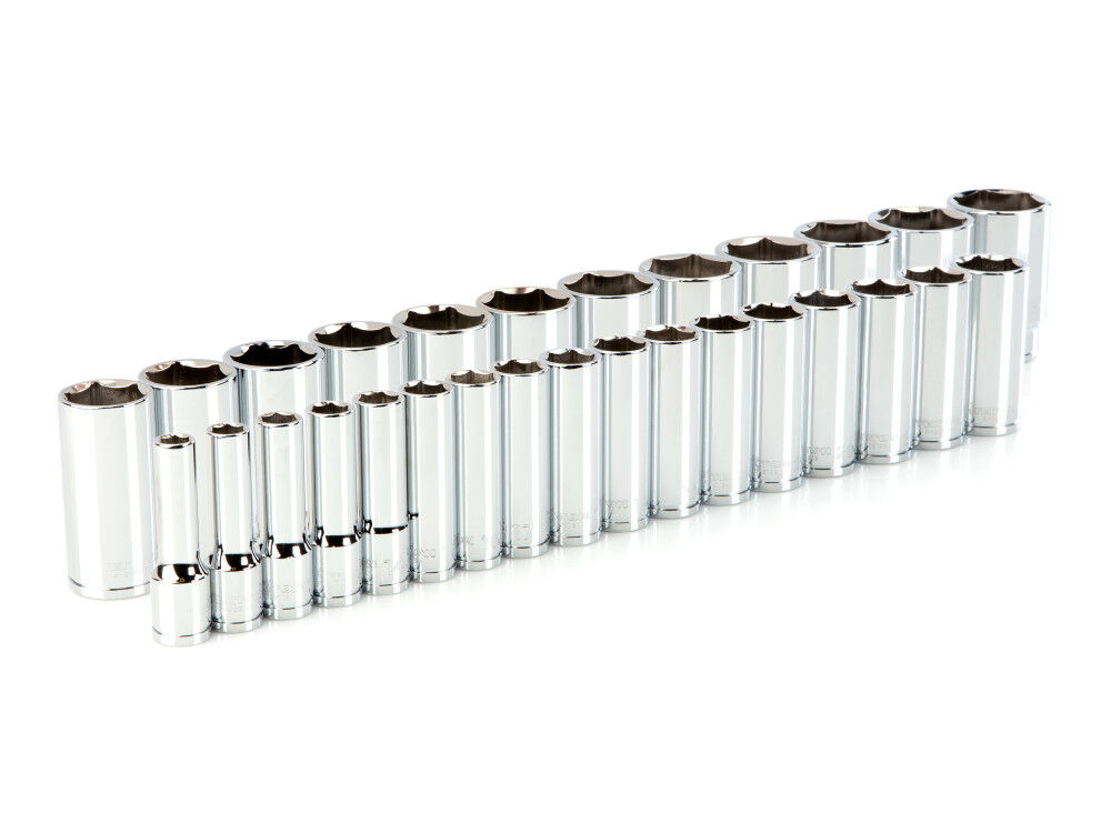 Tekton 1/2 Inch Drive Deep 6-Point Socket Set, 29-Piece (10-38 mm)