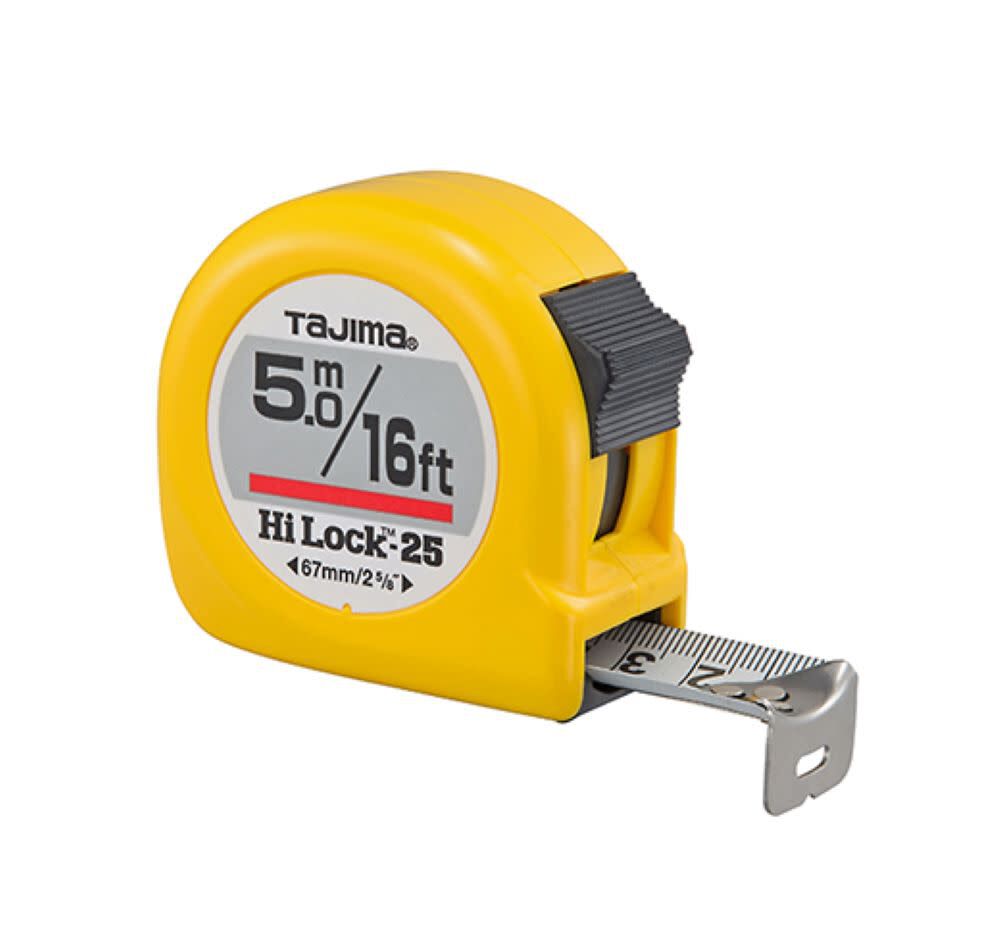 Tajima Hi-Lock Tape Measure with Standard and Metric Scale 16′ / 5m