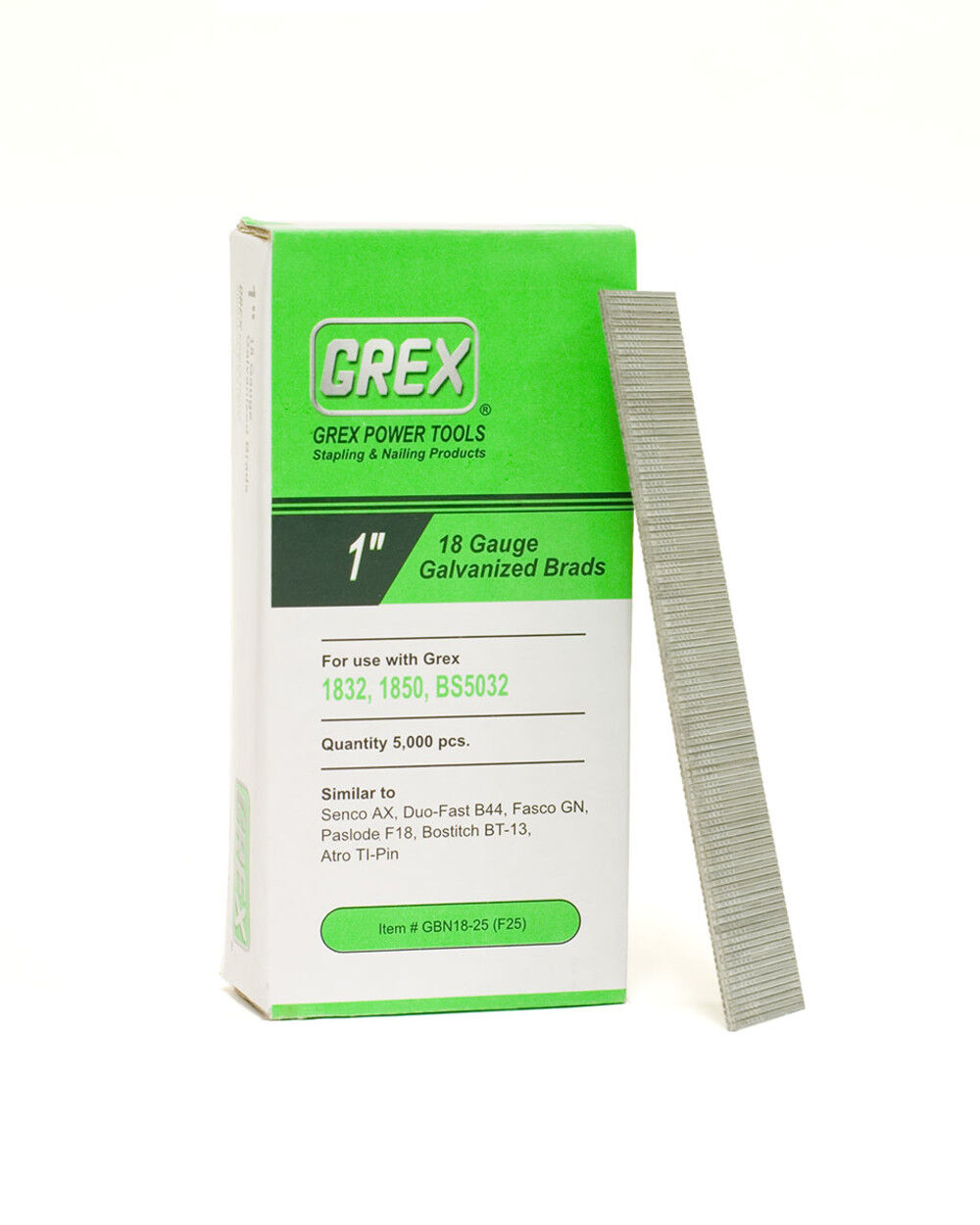 Grex Power Tools 1in 18 Gauge Brad Nails Galvanized 5000qty