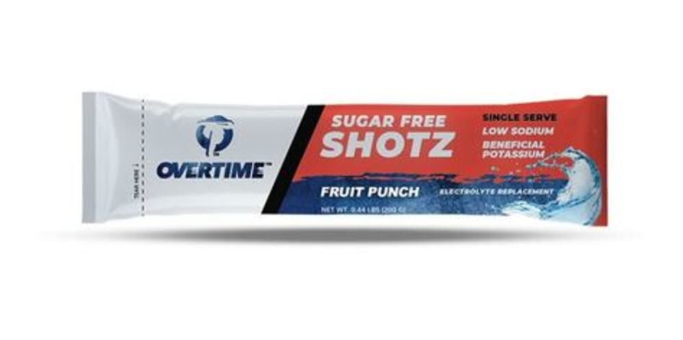 Overtime 200 gram Fruit Punch Sugar-Free Electrolyte Replacement Single Shotz, 400qty