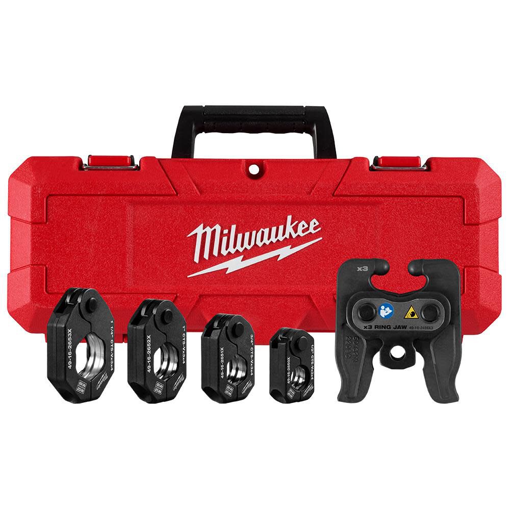 Milwaukee 1/2 Inch – 1-1/4 Inch CTS-V Pivoting Press Ring Kit for M12 FORCE LOGIC Press Tool
