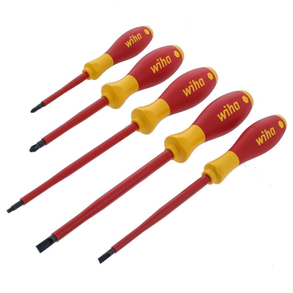 Wiha Insulated SoftFinish Slotted/Phillips Screwdriver Set 5 Pieces