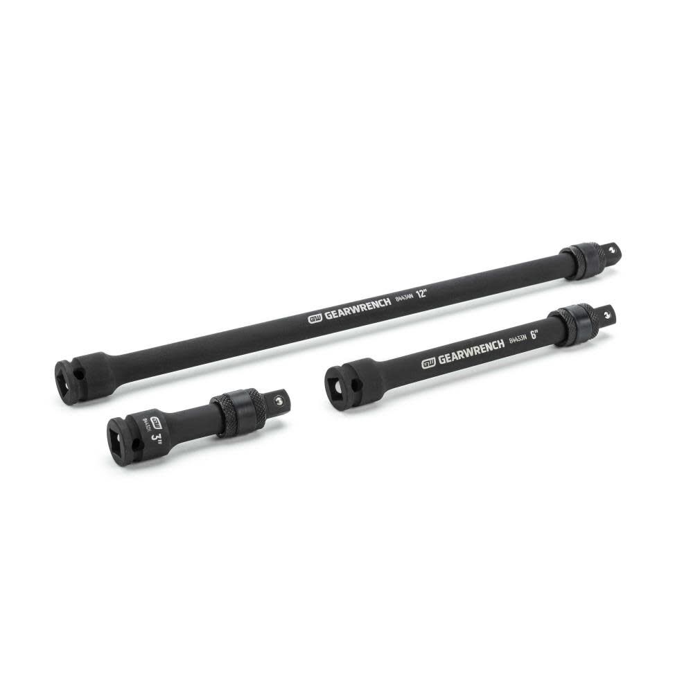 GEARWRENCH 3 Pc 3/8in Drive Impact Locking Extension Set 3in 6in & 12in
