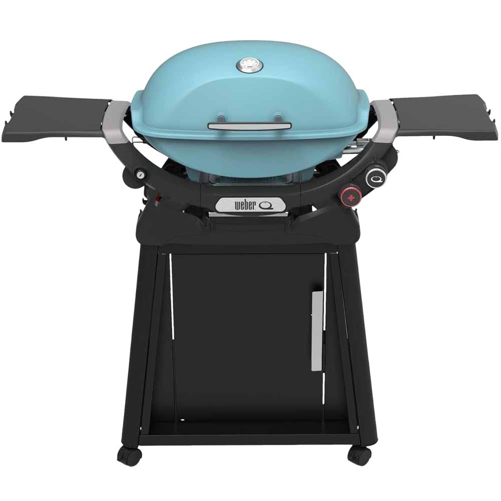 Weber Q2800N+ Gas Grill (Liquid Propane) with Stand Bundle, Sky Blue