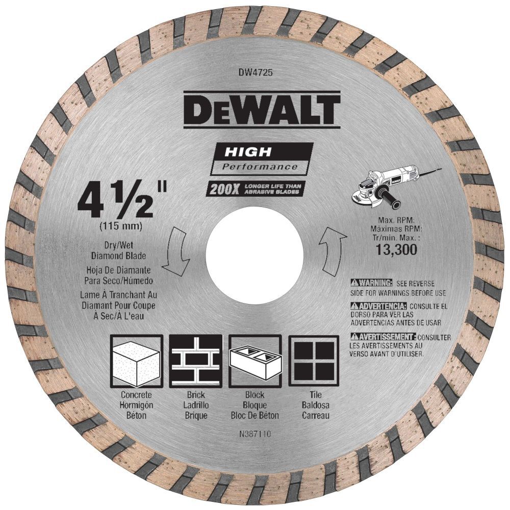 DEWALT HP4 1/2 Inch Turbo Rim Diamond Blade for Stone and Masonry