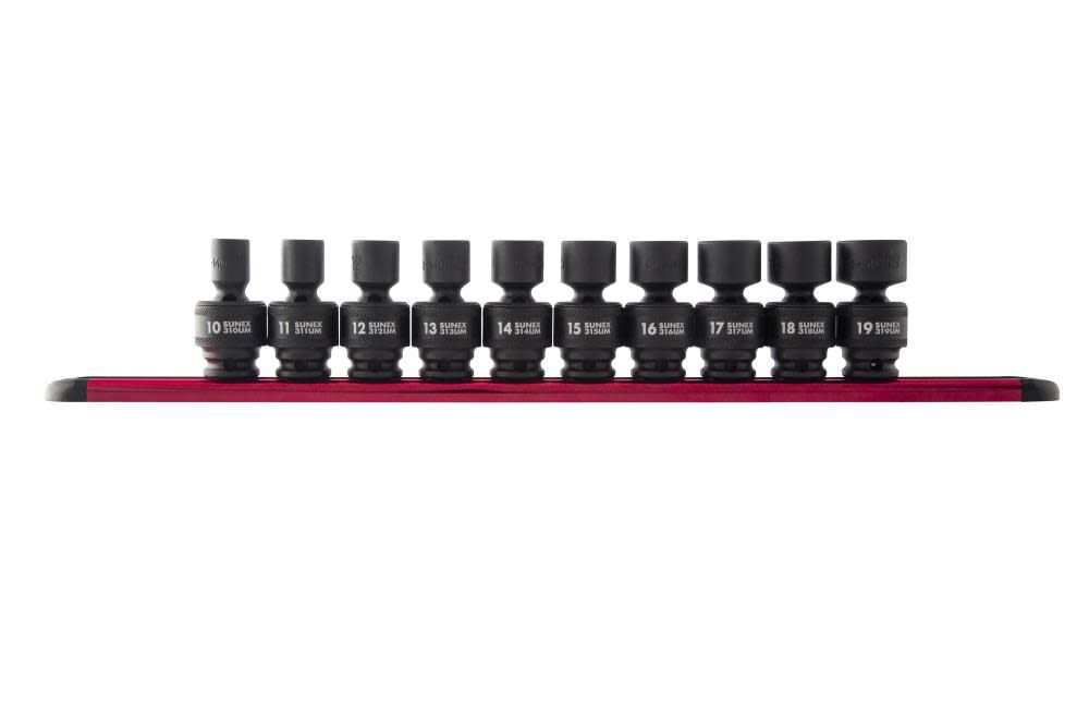 Sunex 10 pc. 3/8 In. Dr. Metric Universal Impact Socket Set