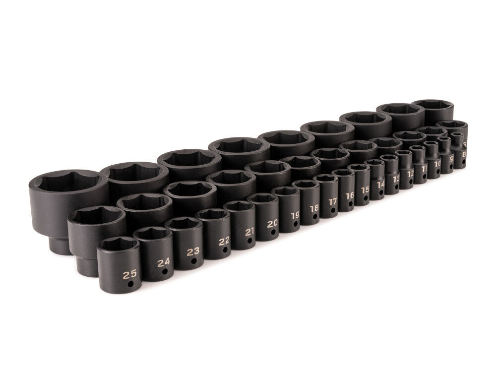 Tekton 1/2 Inch Drive Shallow 6-Point Impact Socket Set, 8-50 mm, 39 Pieces