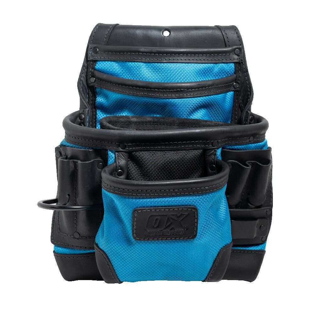 Ox Tools 10-Pocket Leather & Nylon Fastener Pouch with Kevlar