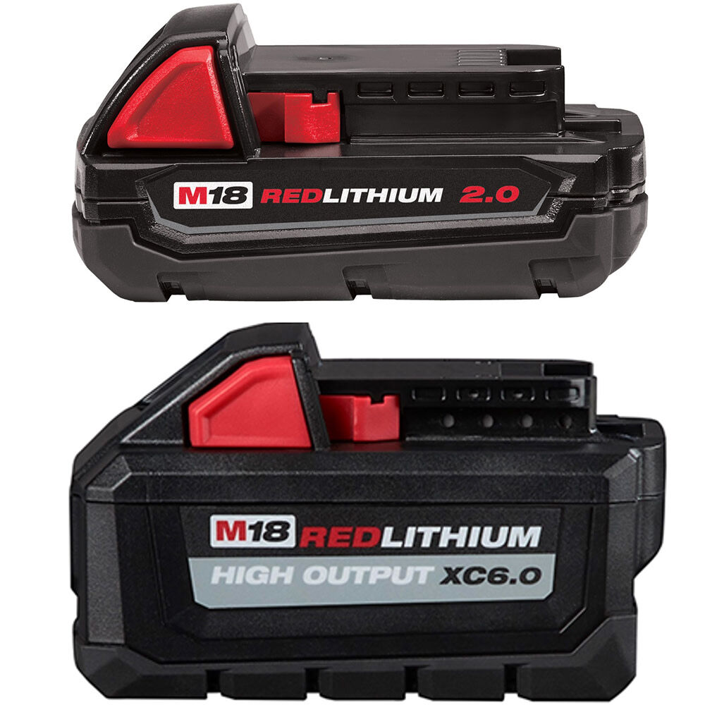 Milwaukee M18 REDLITHIUM 18V 2Ah/6Ah Lithium Ion Power Tool Battery Pack with Fuel Indicator (2 Pack)
