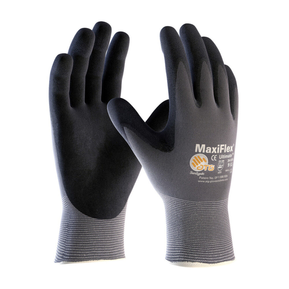 Protective Industrial Products MaxiFlex Ultimate 15G Gray Nylon Shell Black Nitrile MicroFoam Grip XXXL 12 Pairs of Gloves