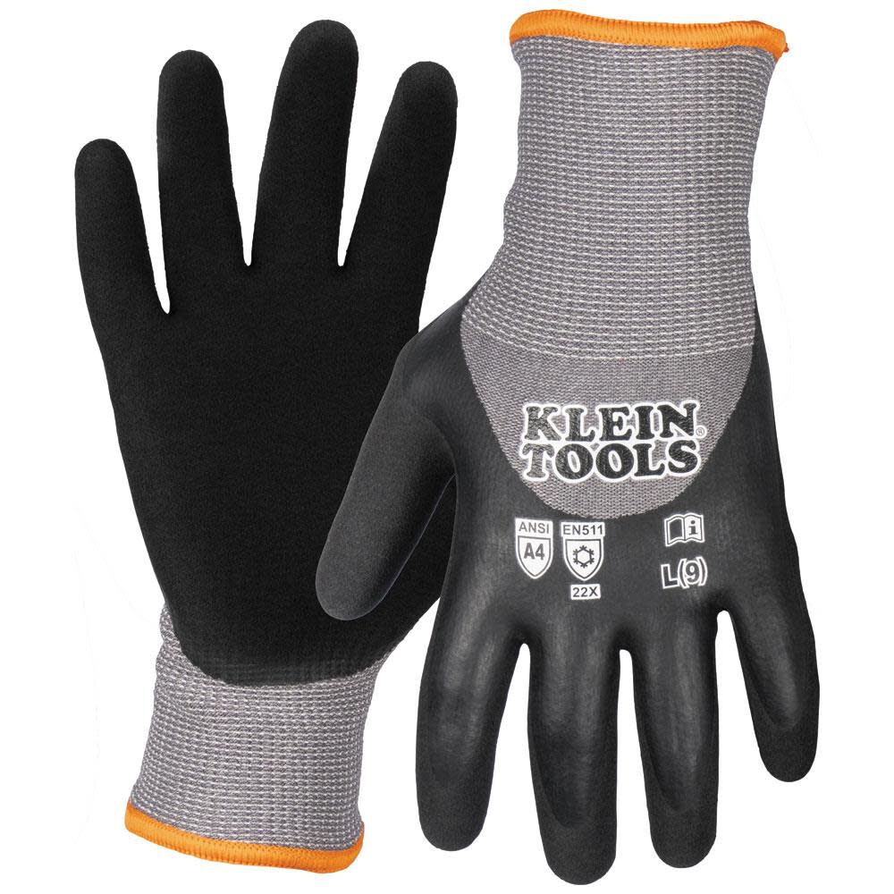 Klein Tools Winter Knit Dip Gloves, Cut A4, L