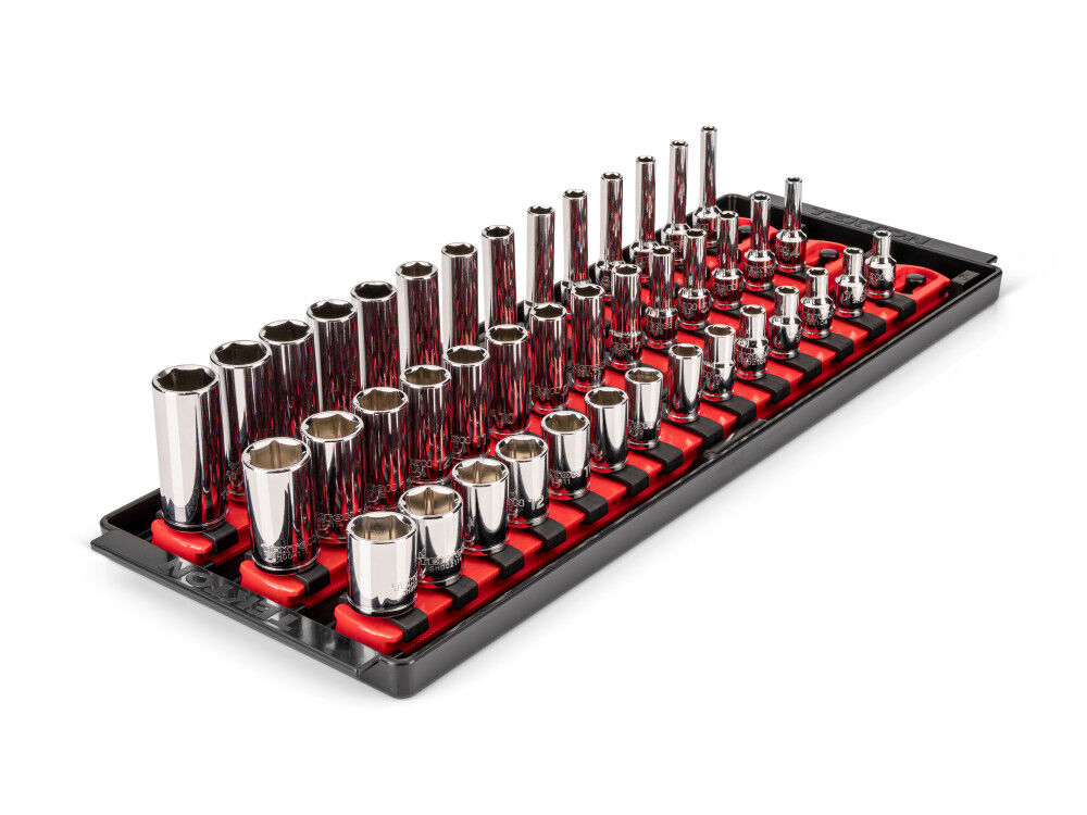 Tekton 1/4 Inch Drive Shallow, Semi-Deep, and Deep 6 Point Sockets, 42 Pieces