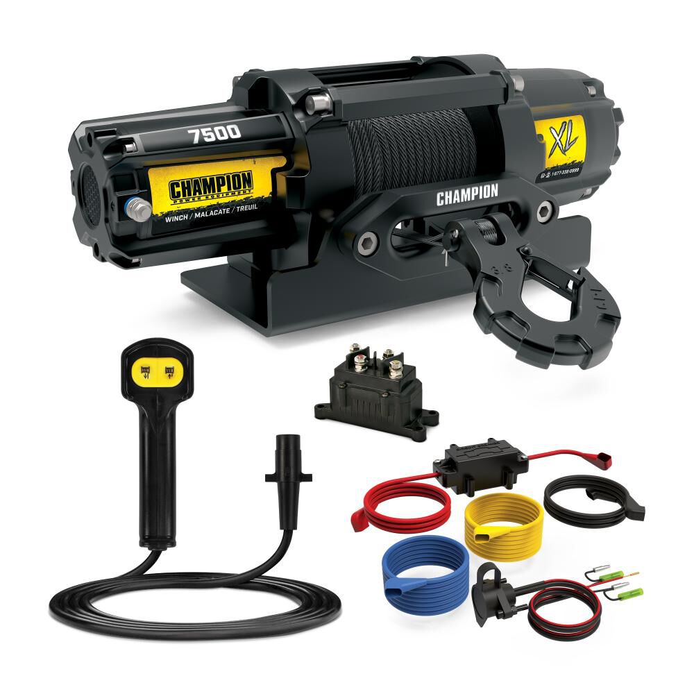 Champion Power Equipment XL 7500-lb UTV Synthetic Rope Winch Kit