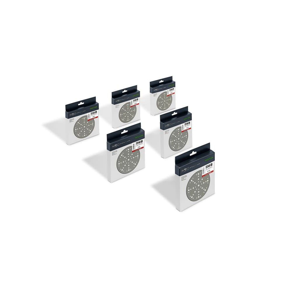 Festool Granat Abrasive Sanding Disc Starter Set, 6 Inch, P60/P80/P120/P180/P220/P320 Grit