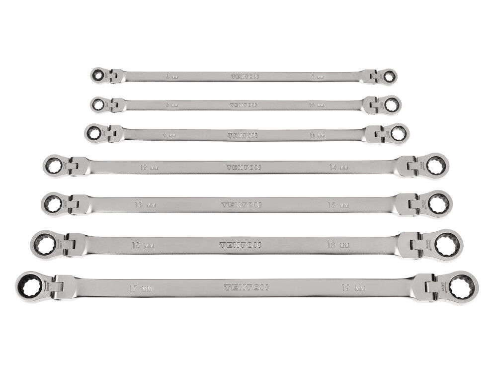 Tekton Flex Head Ratcheting Box End Wrench Set, 7 Piece (6-19 mm)