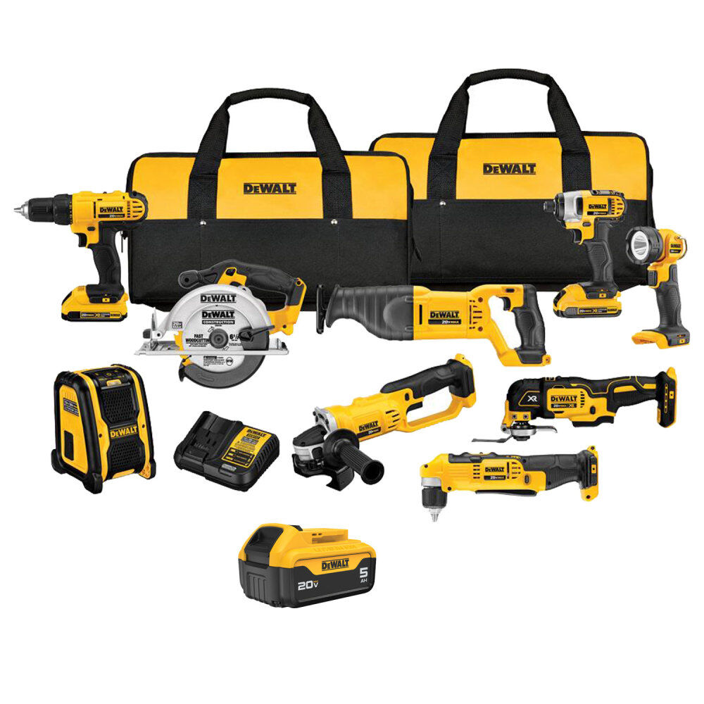 DEWALT 20V Max 9-Tool Combo Kit with Extra 5.0Ah Lithium Ion Battery