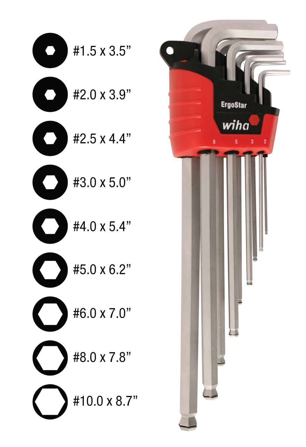 Wiha MagicRing Metric Ball End Hex L-Key 9 Pc. Set