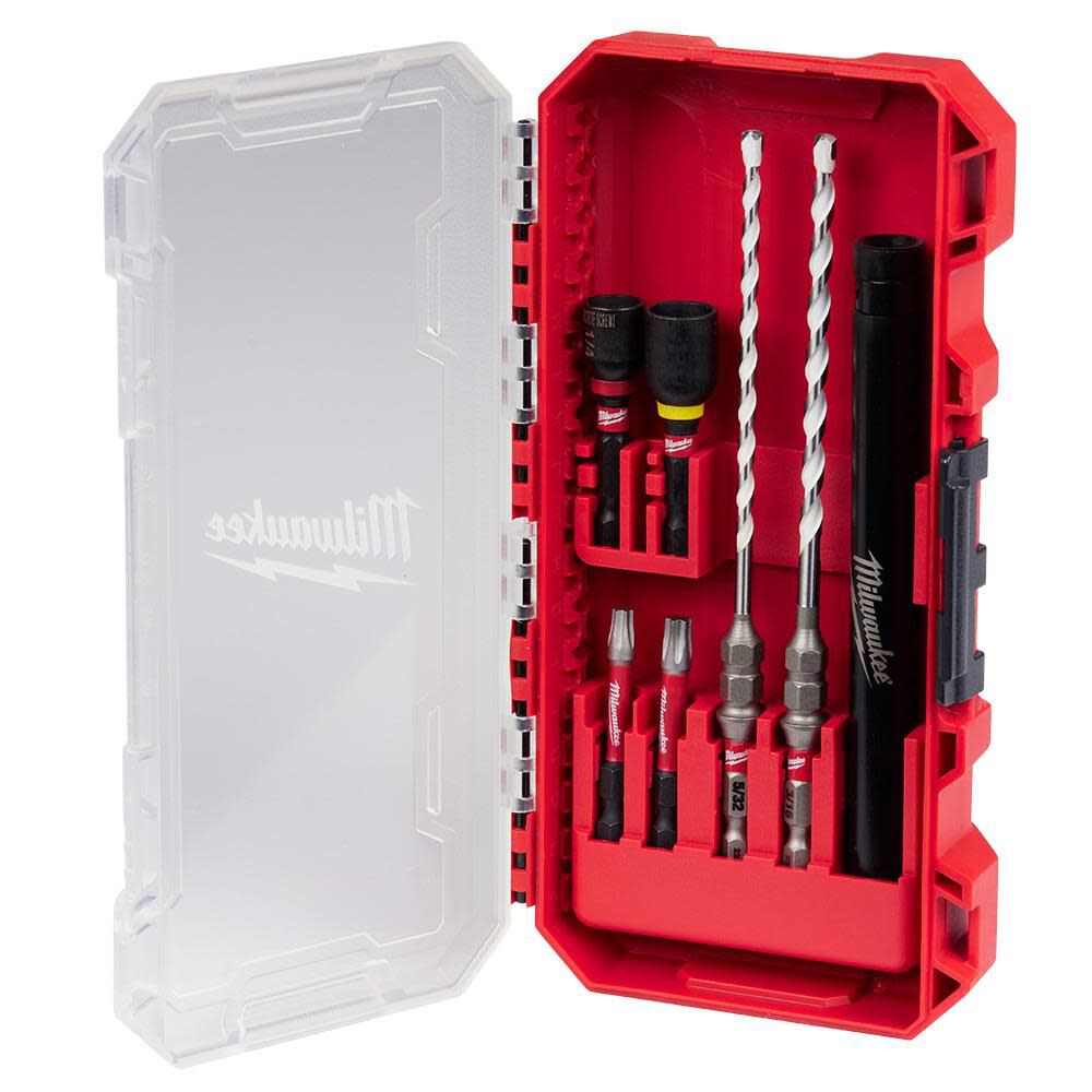Milwaukee SHOCKWAVE Impact Duty Carbide Multi Material Drill Bit Concrete Screw Install Kit 7pc