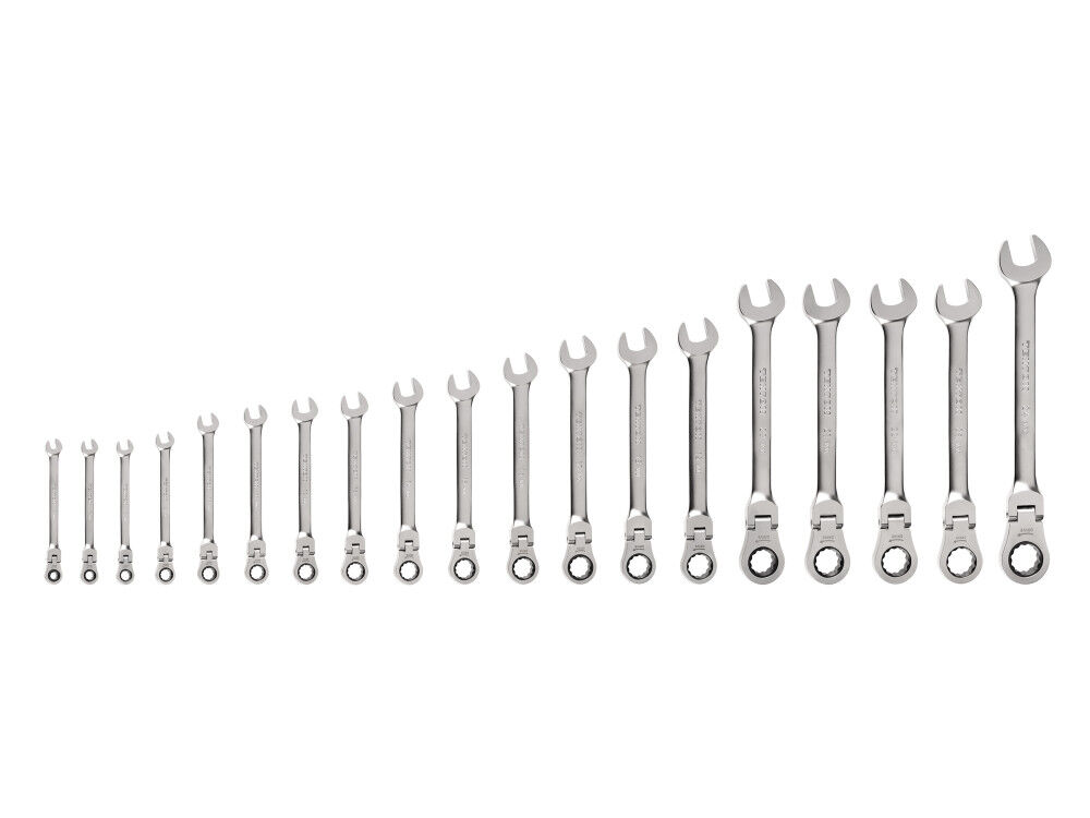 Tekton Flex Head 12 Point RatchetIng CombInation Wrench Set 19 Piece
