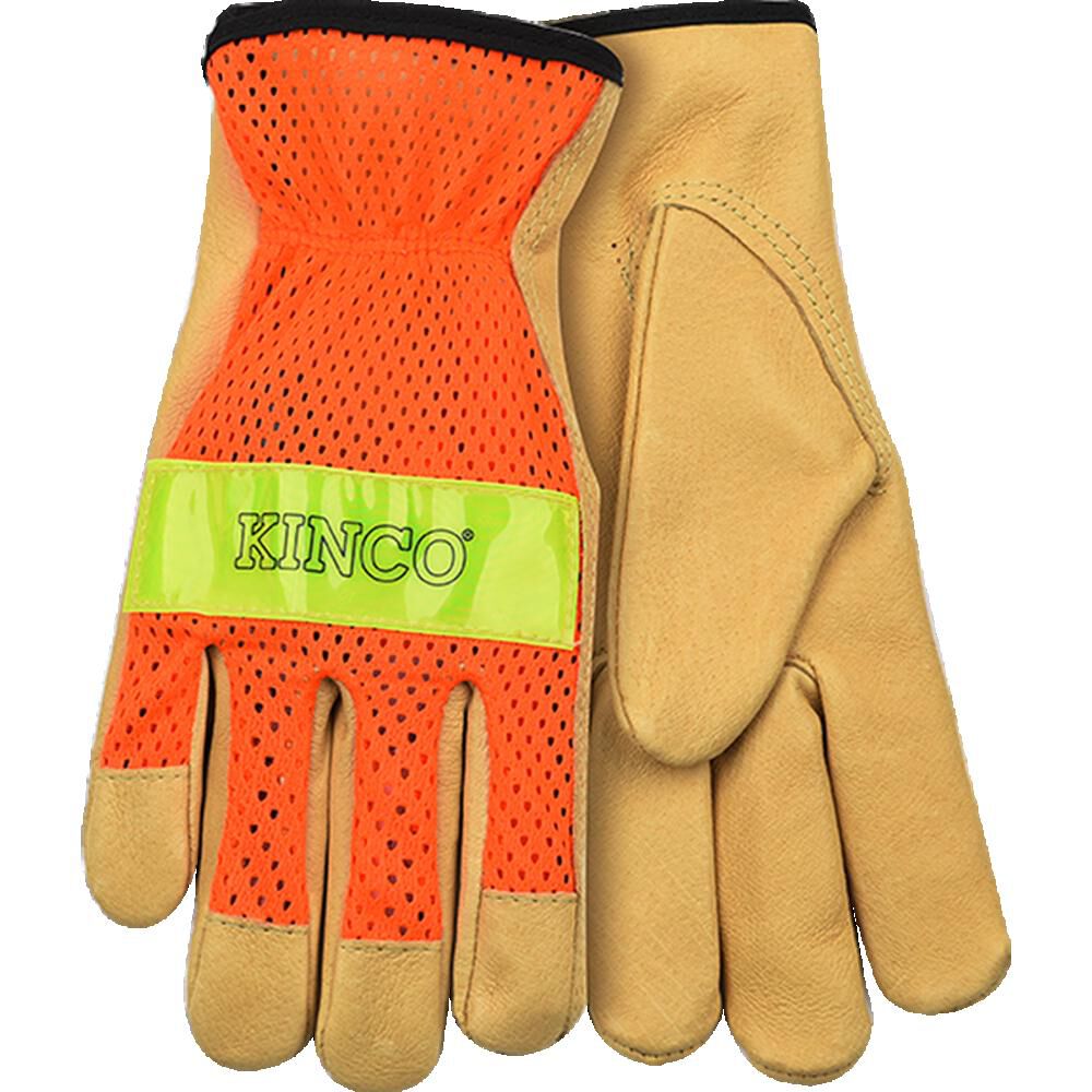 Kinco Hi-Vis Orange Mesh & Grain Pigskin Palm Glove Large