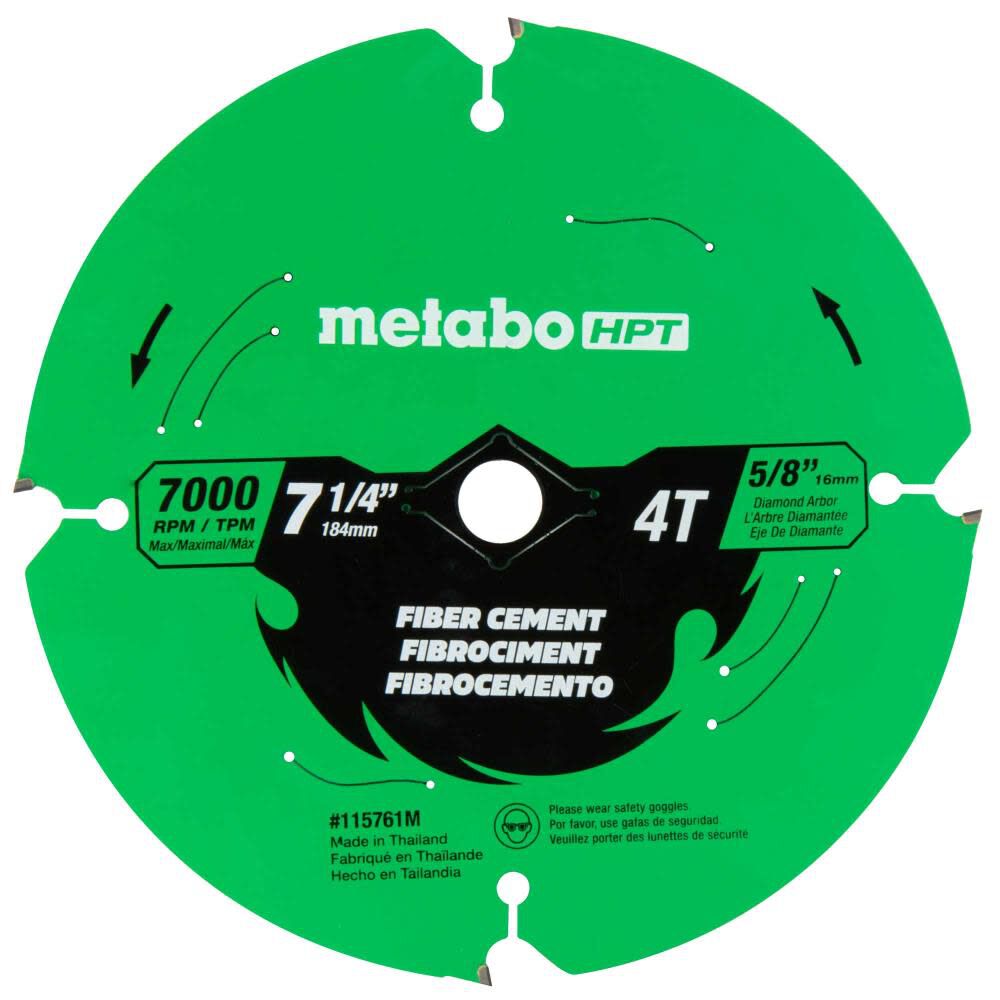 Metabo HPT Fiber Cement 7-1/4 Inch 4-Tooth Saw Blade