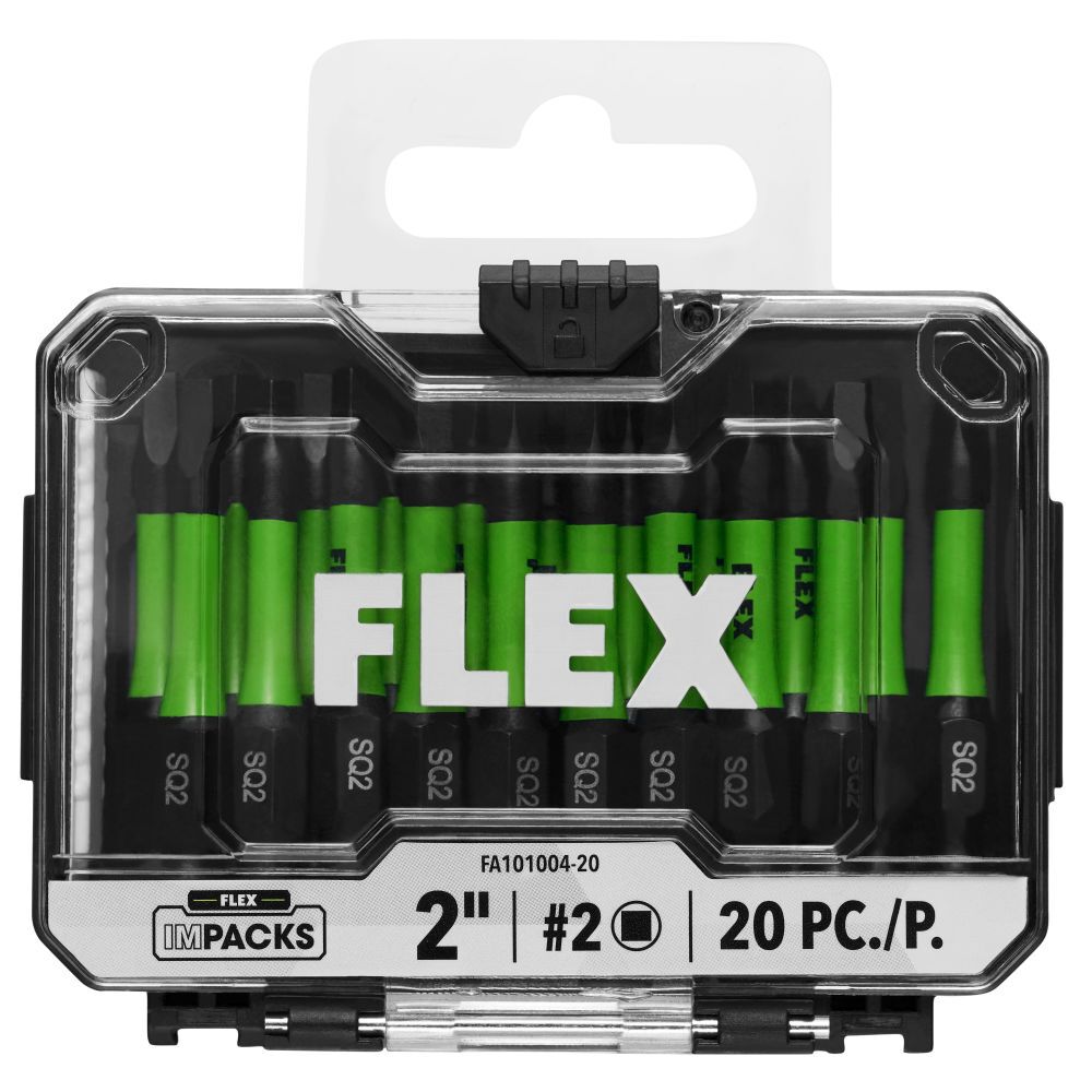 FLEX IMPACKS 2 Inch SQ2 Impact Driver Bit Set, 20 Pieces