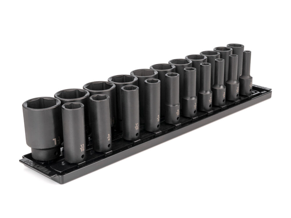Tekton 1/2 Inch Deep 6 Point. Impact Socket Set, 21 Pieces (5/16-1-1/2 Inch)