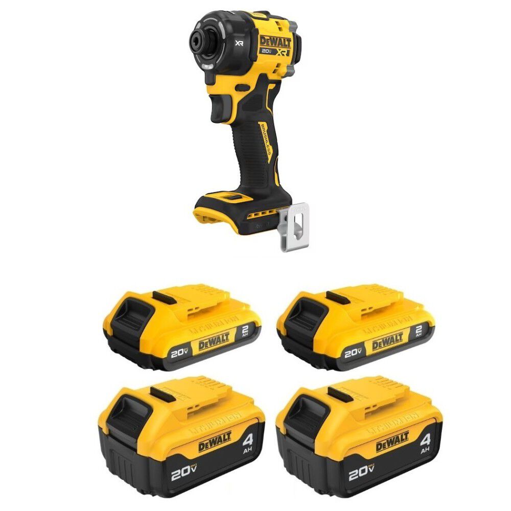 DEWALT 20V MAX 1/4 Inch Cordless Impact Driver & Battery Pack Bundle