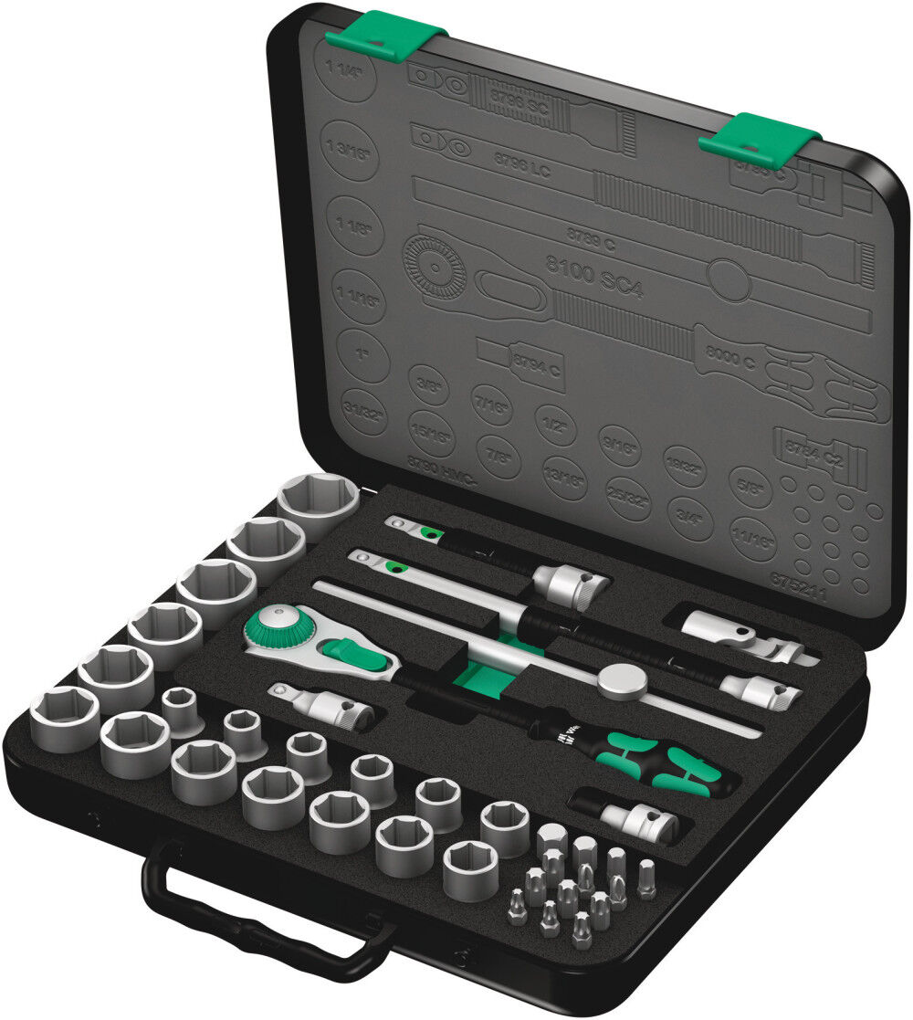 Wera Tools 8100 SC 4 1/2 in Drive Zyklop Speed Ratchet Set 38pc