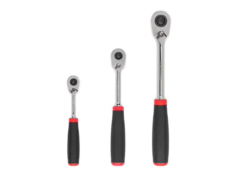 Tekton 1/4, 3/8, 1/2 Inch QR Comfort Grip Ratchet Set, 6, 8, 10-1/2 Inch