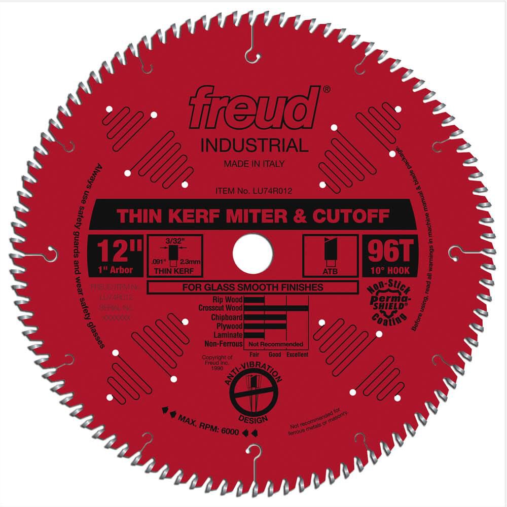 Freud 12 In. x 96T Thin Kerf Ultimate Cut-Off Blade