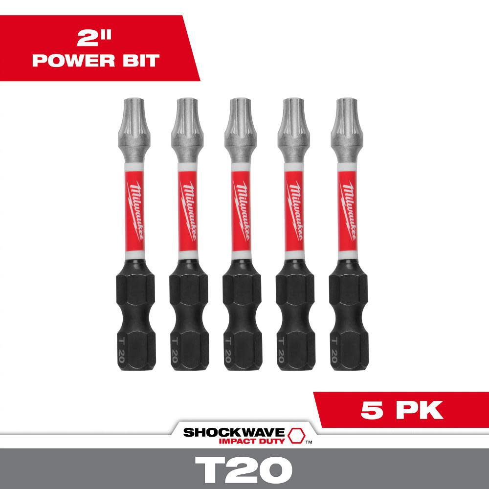 Milwaukee SHOCKWAVE 2 in. T20 Impact Driver Bits 5PK