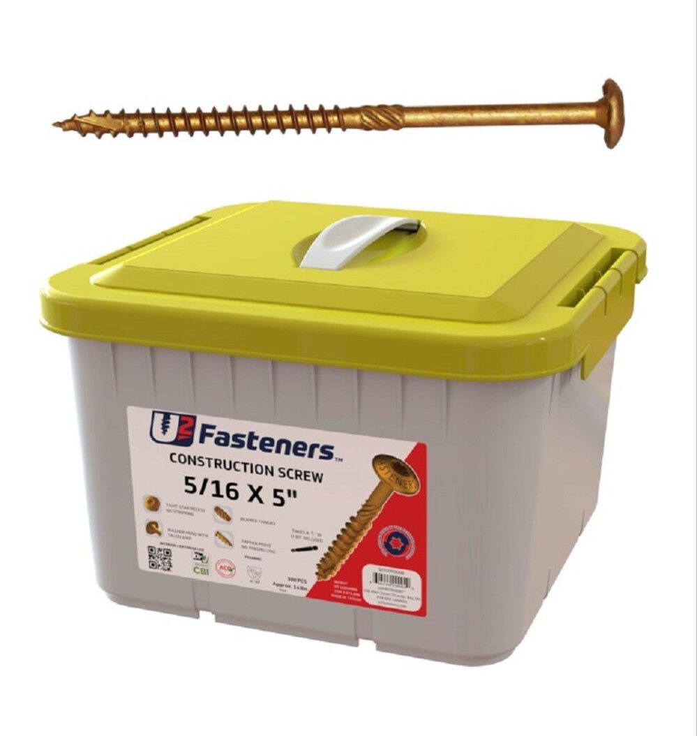 U2 Fasteners Construction Screw 5/16 Inch X 5 Inch, 300ct
