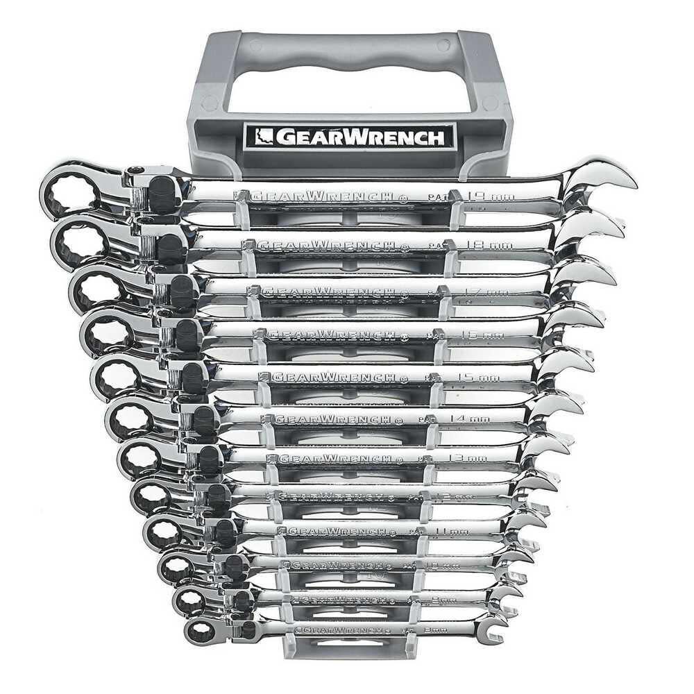 GEARWRENCH 12 Pc XL Metric Locking Flex Combination Ratcheting Wrench Set