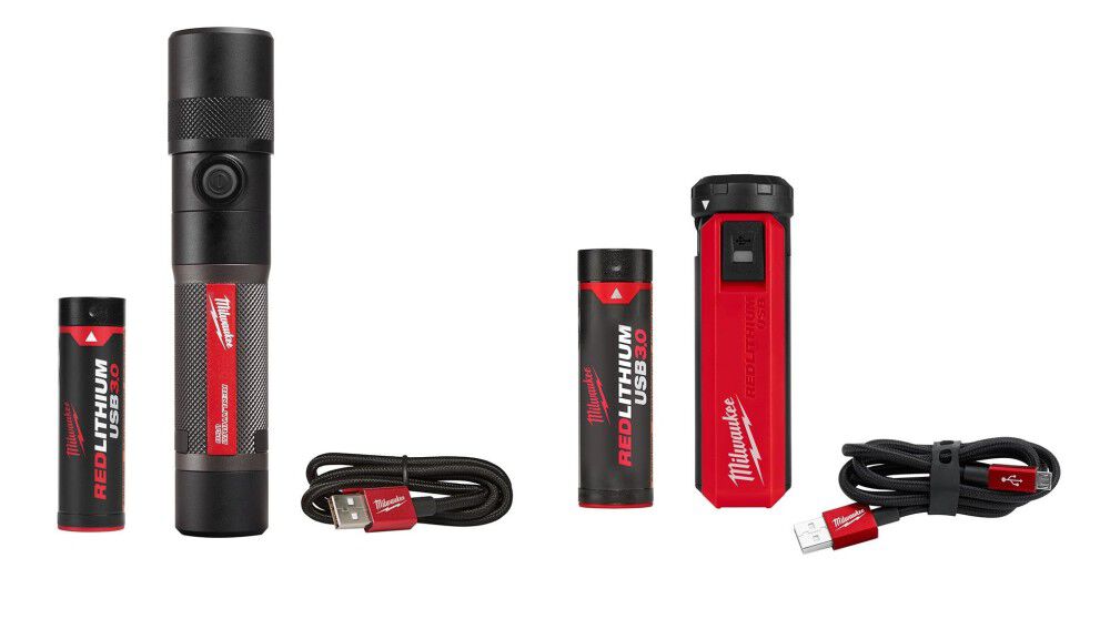 Milwaukee USB Rechargeable Twist Focus Flashlight Kit Bundle