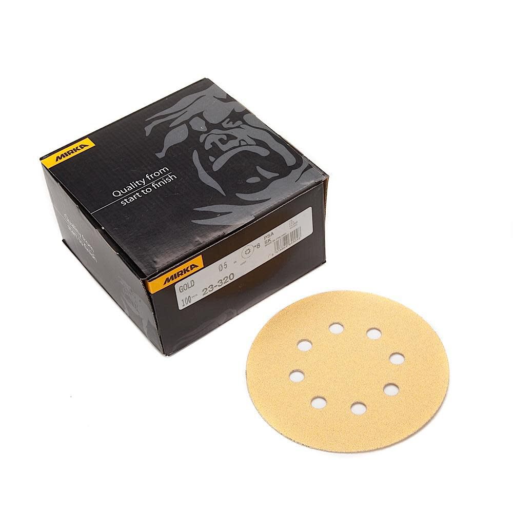 Mirka Gold 5 Inch 8 Hole PSA Vacuum Disc P320 100 Pieces