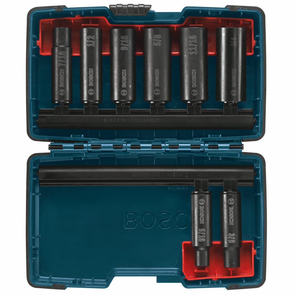 Bosch 3/8 Inch Deep Well Socket Set, 8 Pieces