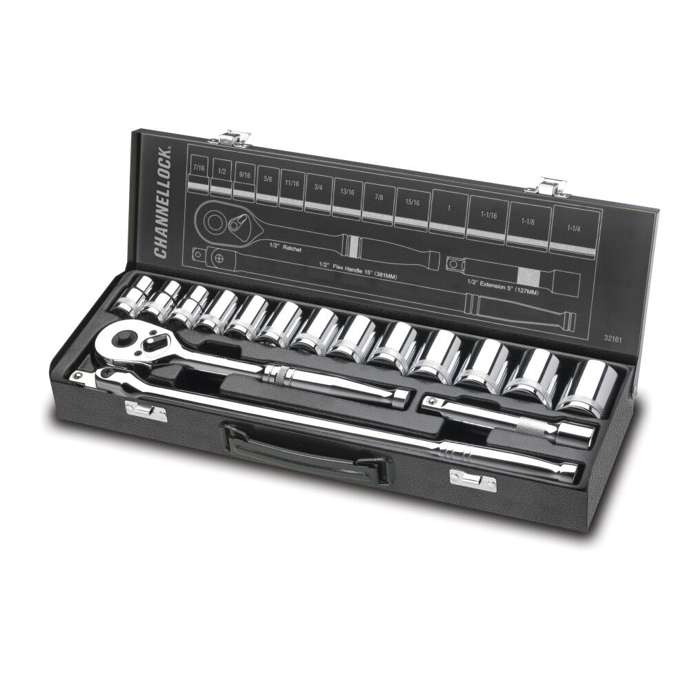 Channellock 1/2 Inch Drive SAE Socket Set 16 Pieces