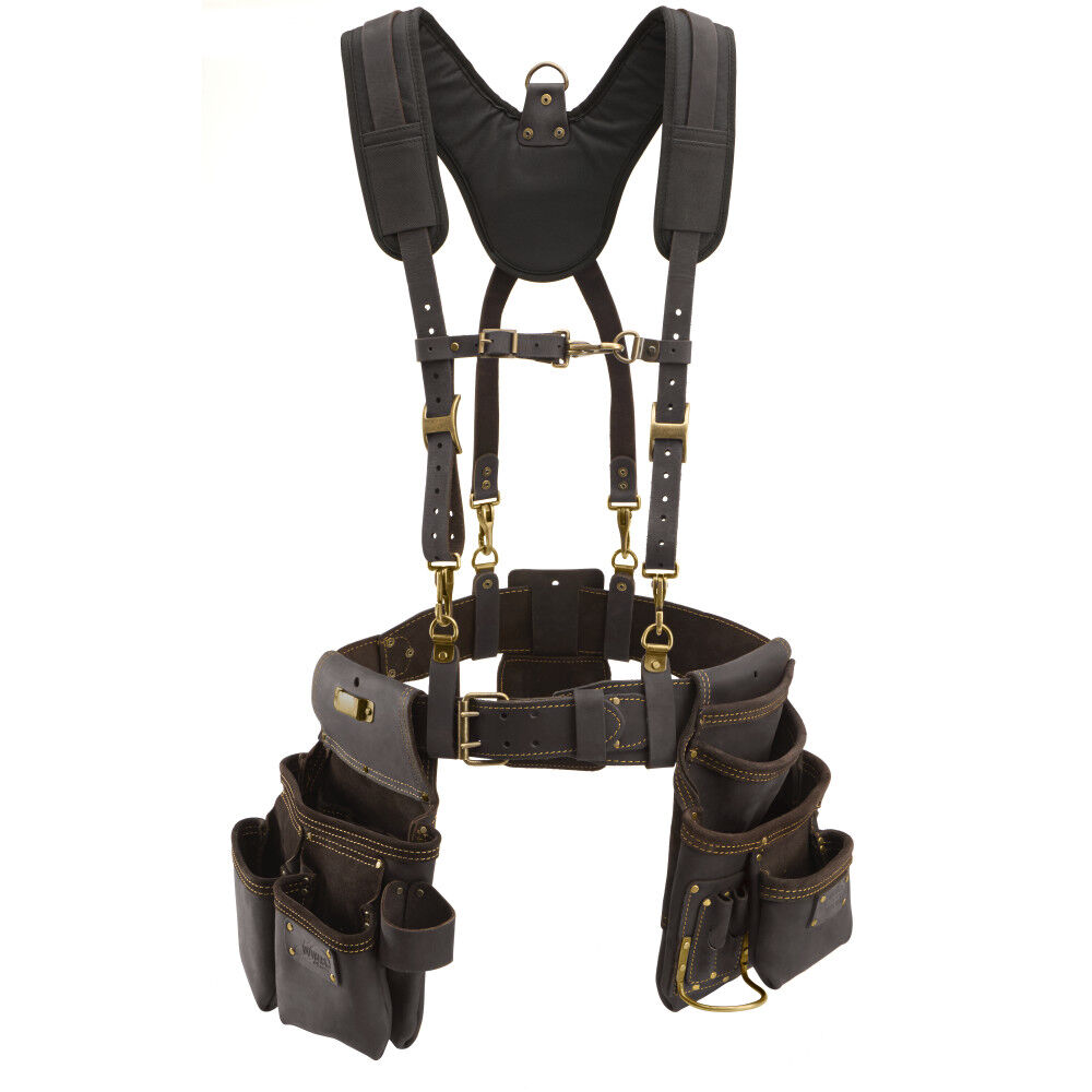Ox Tools OX Pro Oil-Tanned Top Grain Leather Framer Tool Rig With Suspenders 2XL