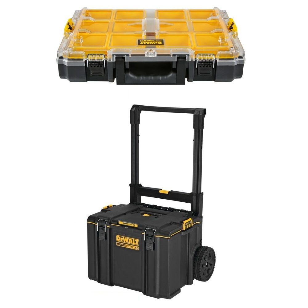 DEWALT ToughSystem 2.0 Rolling Toolbox & Full-Size Organizer Bundle