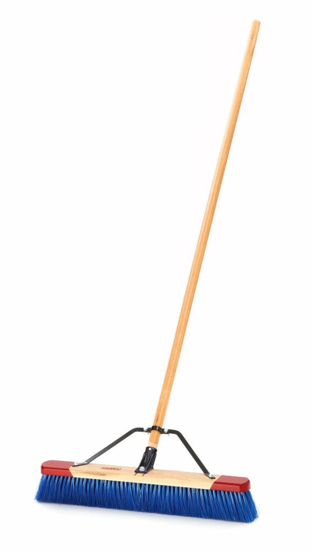 Harper 24 In. Rough Surface Red End Push Broom for Heavy Outdoor Debris