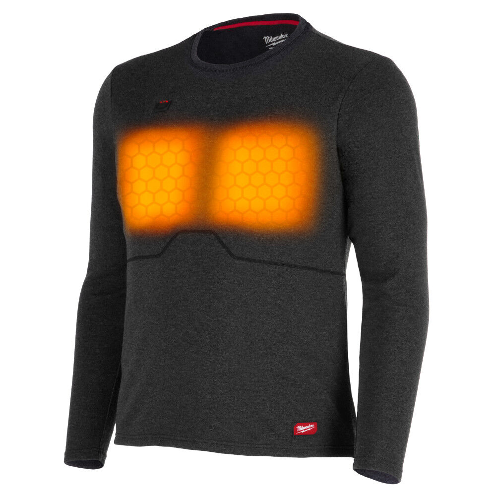 Milwaukee Heated Merino Wool Crew Neck Long Sleeve Baselayer Black Large