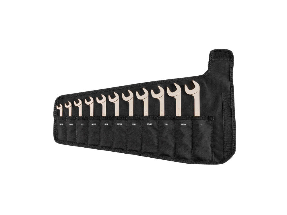 Tekton Angle Head Open End Wrench Set with Pouch, 11-Piece (3/8-1 Inch)
