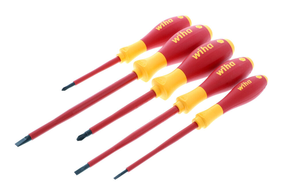 Wiha Insulated Cushion Grip Slotted and Phillips Screwdriver Set 5 Piece