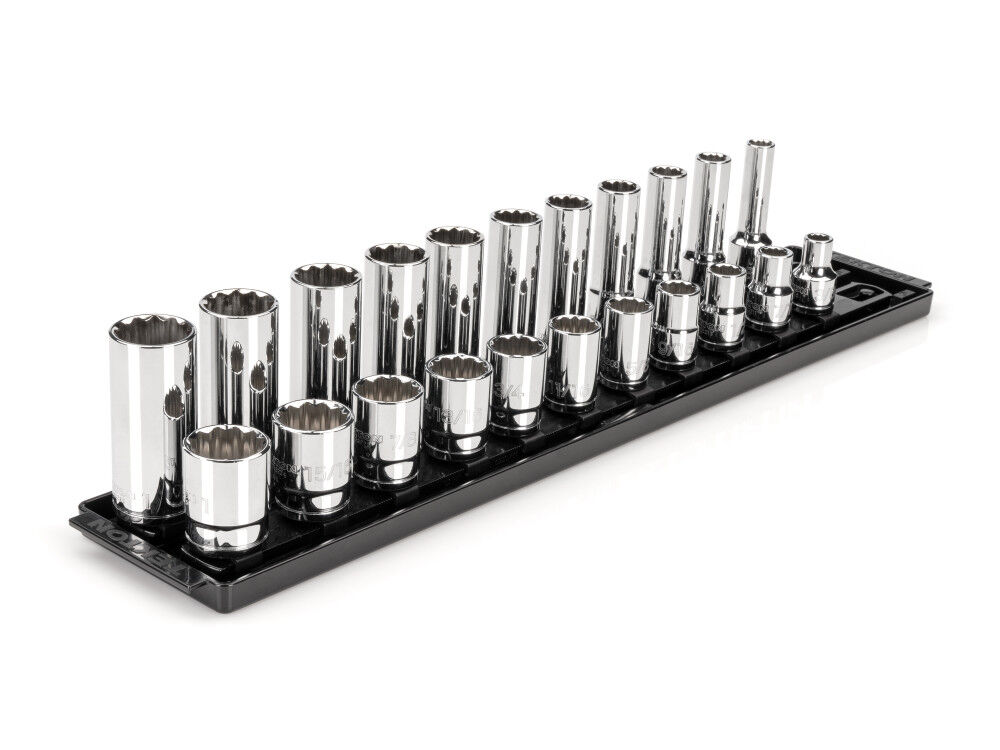 Tekton 1/2 Inch 12 Point Socket Set, 22 Pieces (3/8-1 Inch)