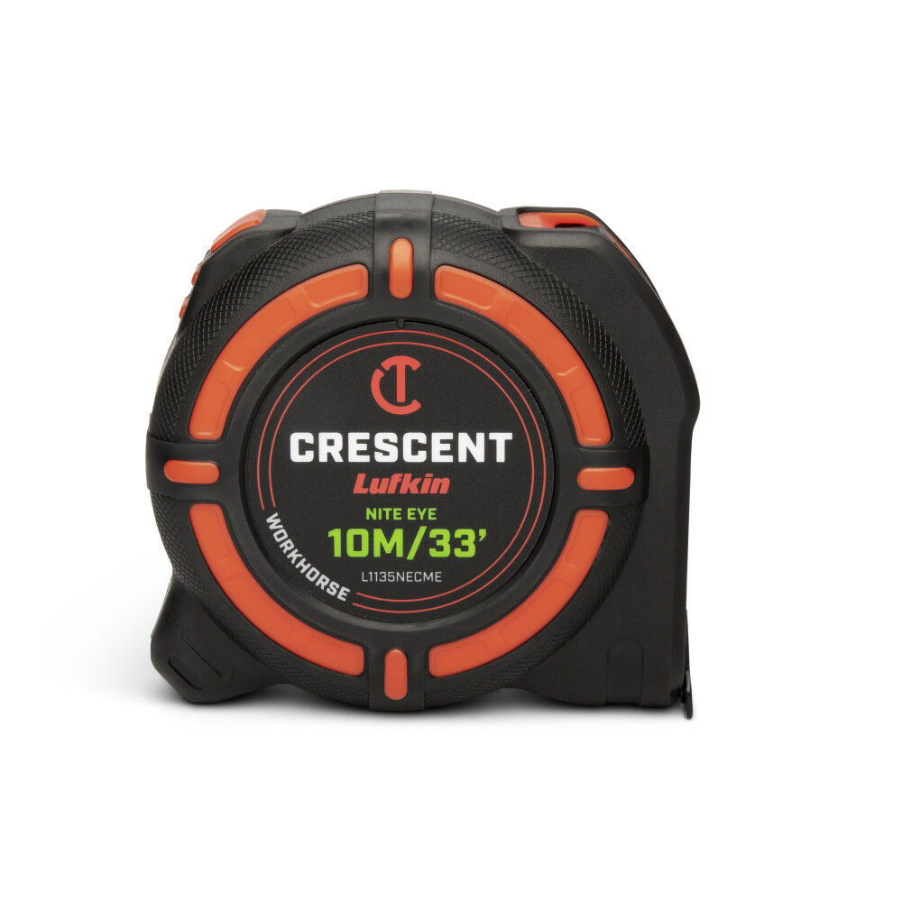 Crescent Lufkin 1-1/4 Inch x 10 M/35 Ft. Ft. WORKHORSE NITE EYE Tape Measure