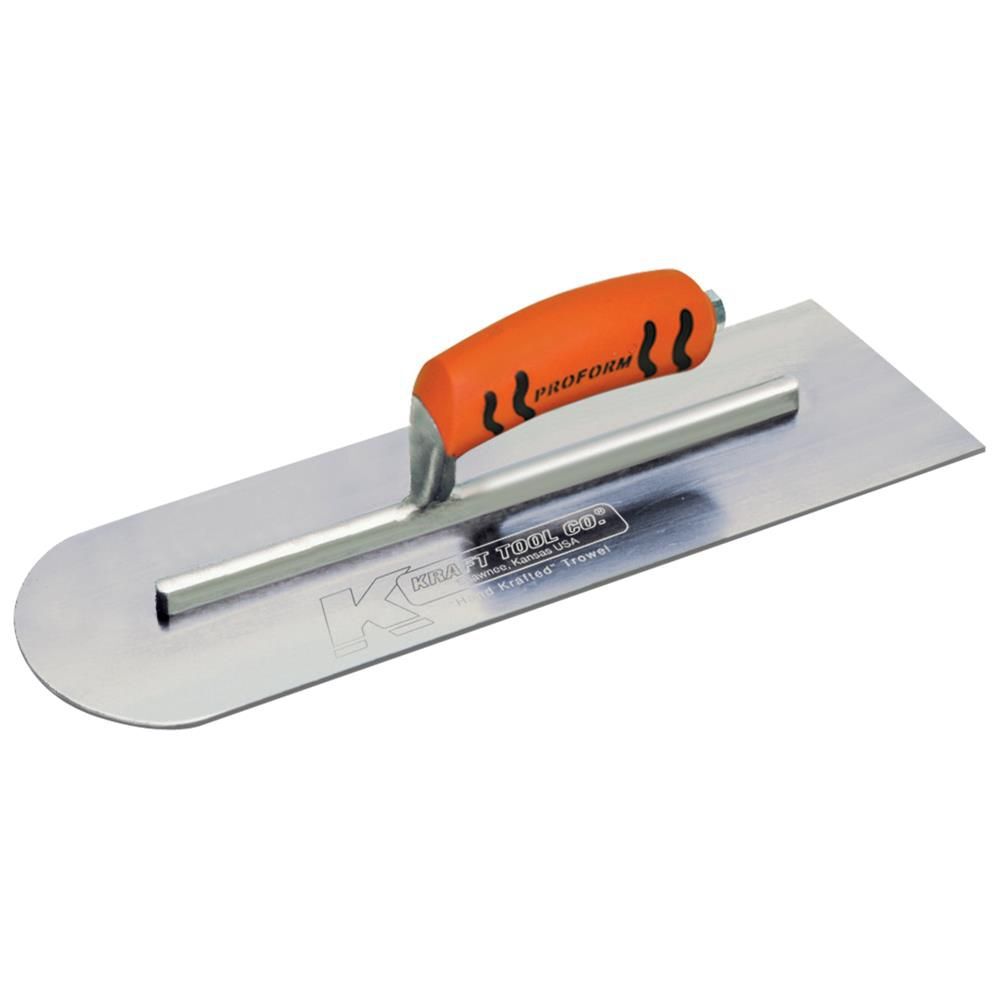 Kraft Tool Co 18in x 4in Carbon Steel Round Front/Square Back Cement Finishing Trowel