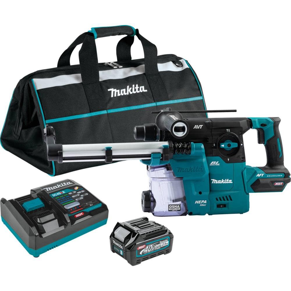 Makita 40V max XGT 1-3/16in AVT Rotary Hammer Kit with Dust Extractor