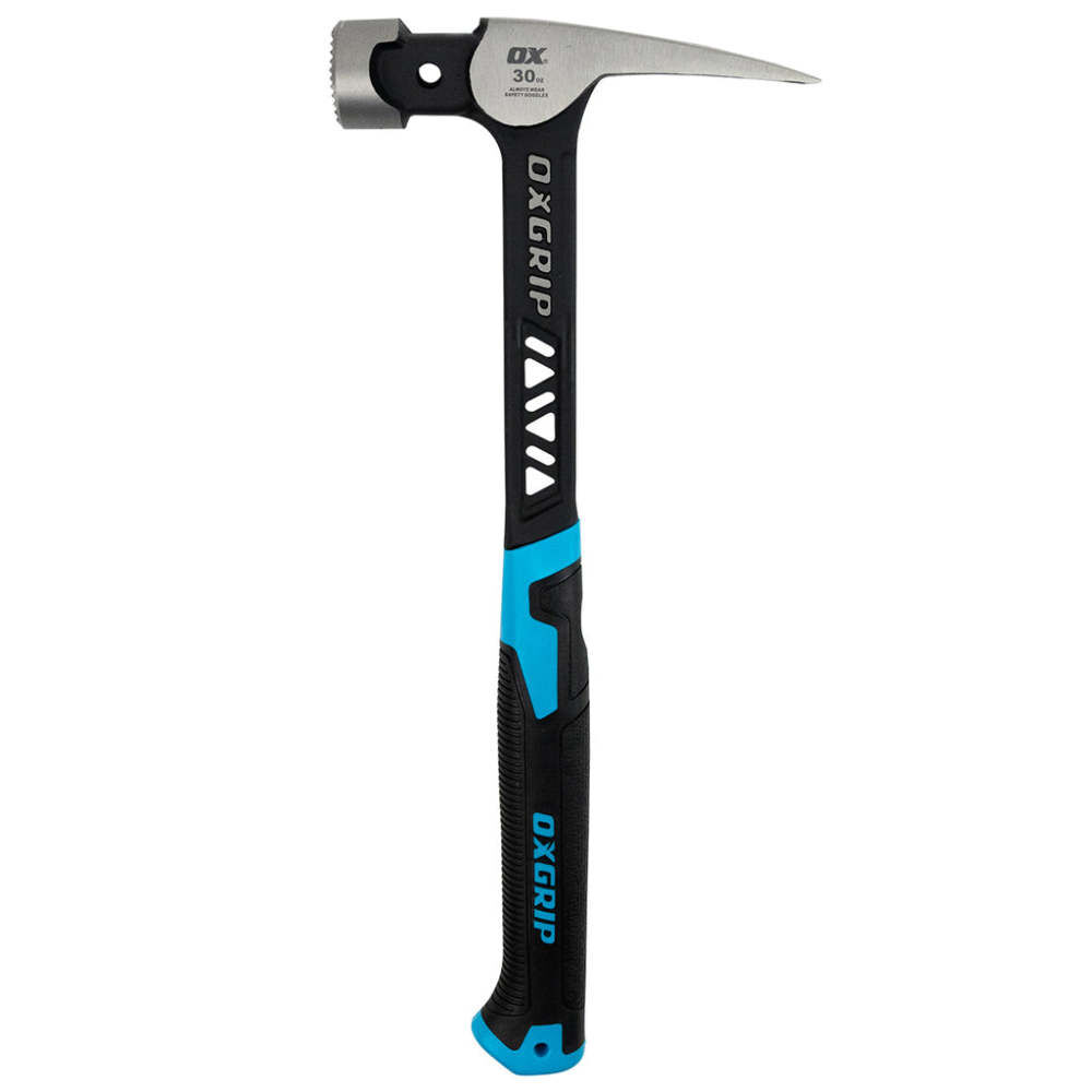 Ox Tools 30 Oz Steel Head Framing Hammer with Ergonomic Non-Slip Grip Handle